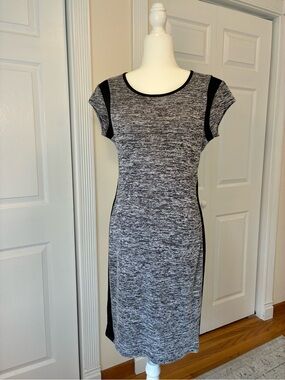 Heather Gray Midi Dress with Black Panels